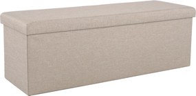 Taburet pliabil UMINA, stofa clasica bej, cu spatiu depozitare, 114x38