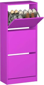 Pantofar Adore Compact Plus, 12 Perechi, 3 Compartimente, Alb - Stejar - Mov, 51x119x26 cm