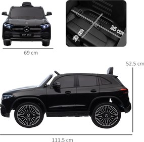 HOMCOM Mașină Electrică pentru Copii 3-8 Ani cu Telecomandă și Claxon, Negru, 111.5x69x52.5 cm | Aosom Romania