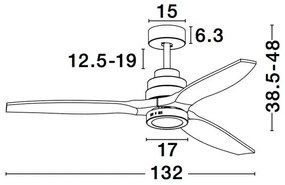 Ventilator de tavan cu telecomanda si iluminat NATURE alb/ stejar