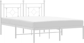 vidaXL Cadru de pat metalic cu tăblie, alb, 140x190 cm