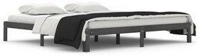 810387 vidaXL Cadru de pat, gri, 200x200 cm, lemn masiv de pin