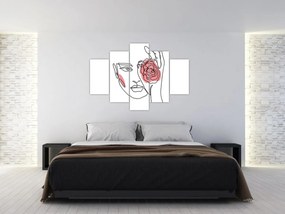 Tablou - Linie de artă față cu trandafir (150x105 cm)