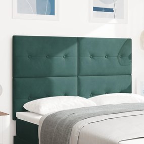 vidaXL Tăblie pat capitonată cu nasturi, verde închis, 140 cm, catifea
