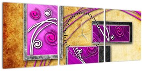 Tablou abstracție (cu ceas) (90x30 cm)