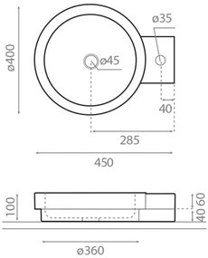 Bathco 00339 - Lavoar pe blat ICONO 40x45 cm, piatră/gri