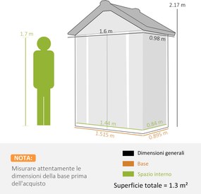 Outsunny Șură Grădină 160L x 98P x 217A cm, Plastic, Uși duble încuiabile, Gri | Aosom Romania