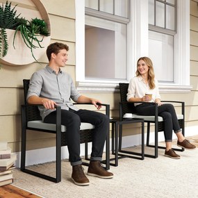 Outsunny Set de Mobilier de Grădină din Ratan Sintetic cu 2 Scaune cu Perne Detașabile și Masă cu Blat din Sticlă, Crem | Aosom Romania