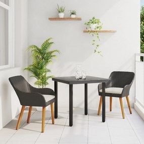 vidaXL Set de Dining pentru Grădină 3 Piese Negru din Poliratan