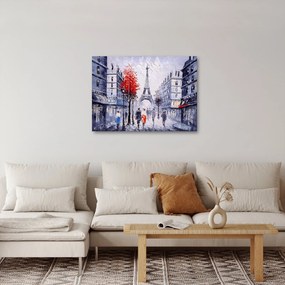 Tablou - Străzi din Paris, pictură în ulei (70x50 cm)