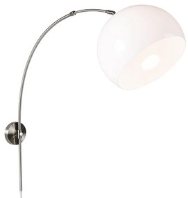 Lampă de perete cu arc retro din oțel cu abajur alb reglabil