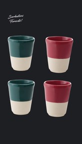 Set Cadou 4 Pahare Ceramica Arhitect Glaze Sarbatori (2 Pahare Rosii 200ml, 2 Pahare Verzi 200ml)