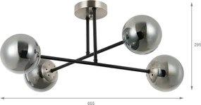 Brilagi - Lustra aplicată MALIVA 4xE14/15W/230V crom mat/fumuriu