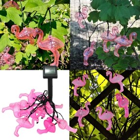 Lanț LED solar decorativ 10xLED/1,2V 300 mAh 3,8 m IP44 flamingo