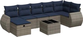 vidaXL Set canapele de grădină cu perne, 8 piese, gri, poliratan