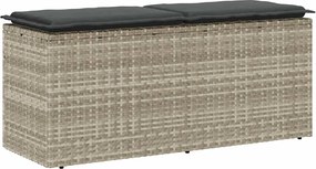 vidaXL Bancă de grădină cu pernă Gri deschis 110x40x44 cm Poly Ratan