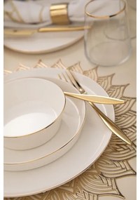 Set de masă, 26 piese, porțelan, alb/auriu