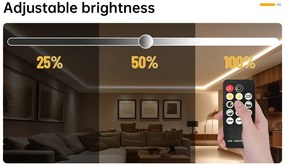 Kit Bandă LED COB cu Telecomandă – 5 m, Lumină Caldă 3000 K, 14 W/m, 24 V, Transformator 72 W 💡