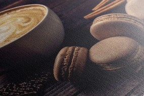 Tablou cafea cu macarons de ciocolată