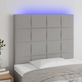 3122414 vidaXL Tăblie de pat cu LED, gri deschis, 100x5x118/128 cm, textil