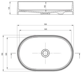 Lavoar pentru blat SILIA 35 x 55 cm, granit, negru - Deante CQS_NU6S