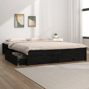 3103497 vidaXL Cadru de pat cu sertare Small Double, negru, 120x190 cm
