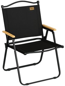 Outsunny Scaun de Camping și Plajă Pliabil cu Cotiere, 54x59x78 cm, Negru | Aosom Romania