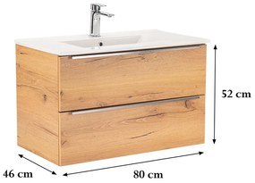 Dulap inferior Vario Trim 80 cu lavoar stejar-stejar