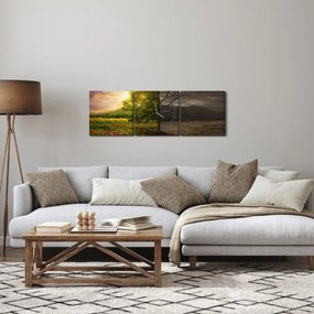 Tablou - cercul vieții (cu ceas) (90x30 cm)