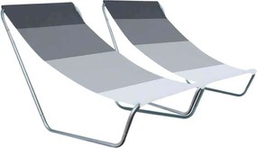 Set de 2 sezlonguri pliante pentru plaja SAND, dungi gri