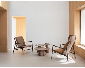 Fotoliu negru-bej cu tapițerie din piele Dedo – Gazzda