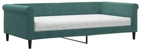 3197756 vidaXL Pat de zi cu saltea, verde închis, 100x200 cm, catifea