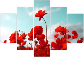 Tablou - Câmp cu flori roșu deschis (150x105 cm)