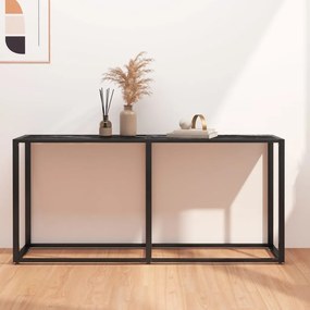 vidaXL Masă consolă, negru marmură, 160x35x75,5 cm, sticlă securizată