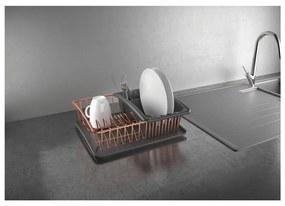 Suport pentru scurs vase Metaltex cu tavă, arămiu