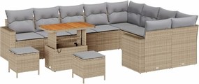 vidaXL Set de canapele pentru grădină 12 pcs Bej poliratan