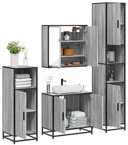 vidaXL Set de mobilier de baie 4 piese Lemn stratificat gri Sonoma