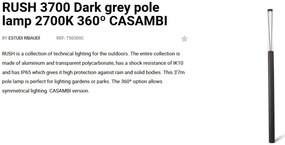 Stalp LED iluminat exterior simetric 360º IP65 RUSH 370cm 2700K CASAMBI