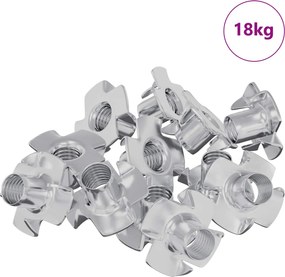 vidaXL T-nut cu prongs 7200 pcs Argintiu M6 mm Oțel