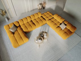 Coltar panoramic dreapta 7 locuri design modular, Bellis, Micadoni Home, BL, 376x282x70 cm, catifea, galben