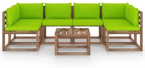 Set mobilier de gradina cu perne, 7 piese, lemn de pin tratat