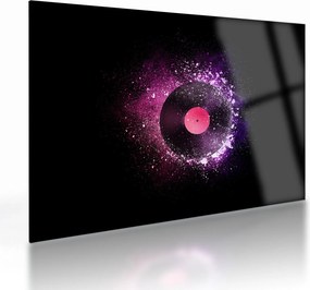 Tablou pe sticlă - Disc de vinil roz-violet (70x50 cm)