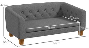 PawHut Canapea pentru câine de talie mică și medie cu pernă moale detașabilă, instalare simplă, 96 x 60 x 42 cm, gri | Aosom Romania