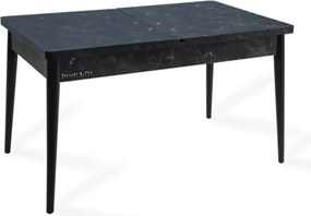 Set masa extensibila cu 6 scaune tapitate Homs cargold 250-30051 negru- gri 170 x 80 cm