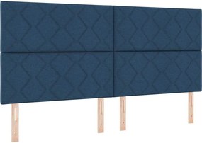 vidaXL Pat cu arcuri cu saltea cu led albastru 200 x 200 cm țesătură