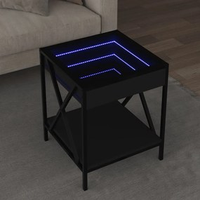 847692 vidaXL Măsuță de cafea cu LED infinity, negru, 40x40x49 cm