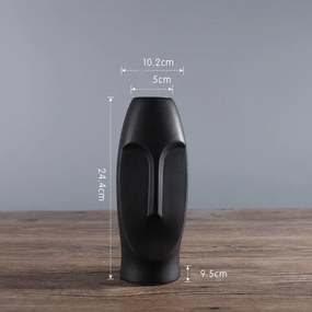 Vaza neagra abstracta, chip uman, 24 cm