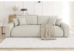 Canapea crem extensibilă, cu spațiu de depozitare, cu tapițerie din catifea reiată 234 cm Sara – Ropez