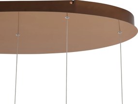 Lampă suspendată de design auriu roz cu sticlă chihlimbarie, inclusiv LED reglabil în 3 trepte, cu 5 lumini Easylift - Fiera