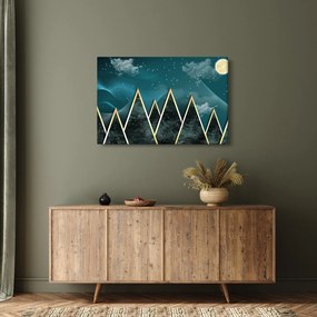 Tablou - Lună plină deasupra munțiilor aurii (90x60 cm)